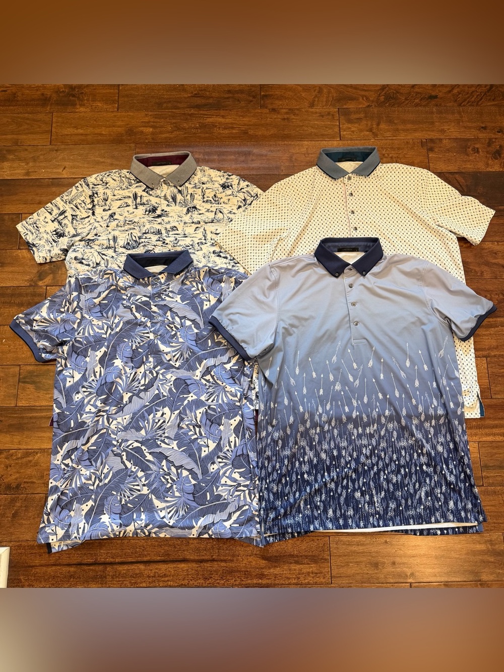Lot 4 Greyson Golf Polos Men’s L Great Oaks Embroidered Performance Shirts AOP